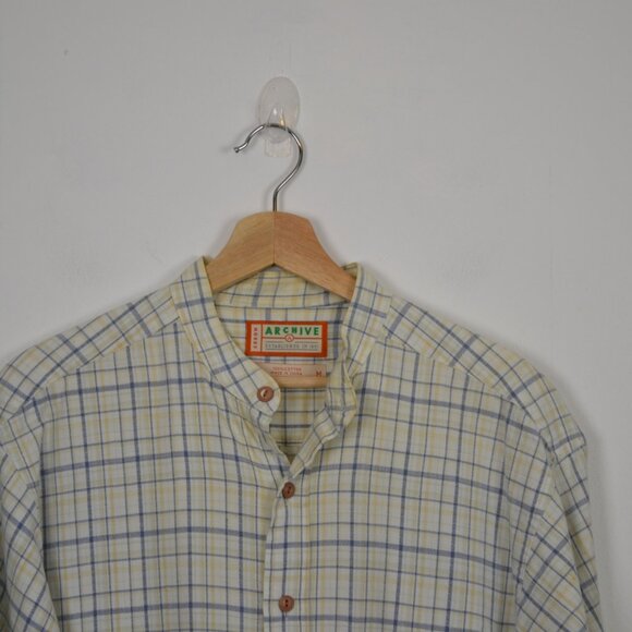 Arrow Archive Button Down Mens M  Short Sleeve Plaid One Front Pocket Shirt - Picture 2 of 8